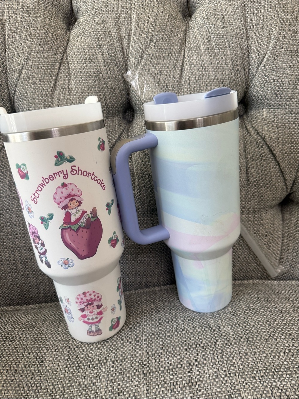 Stanley Travel Mugs - Floral Strawberry Print & Pastel Blue Ombre - Picture 4 of 7